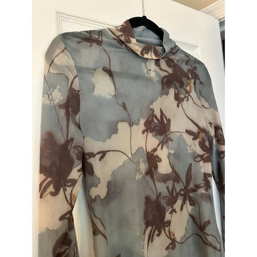 Anthropologie Mesh Mock Neck Sheer Long Sleeve Top Layering Festival Rave Grunge - Picture 2 of 5